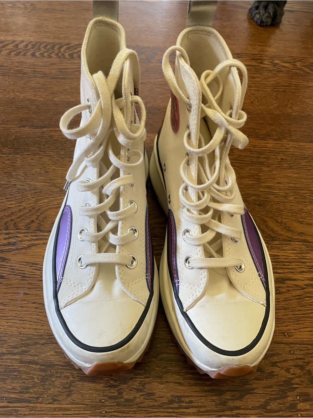 NWOT! Converse Run Star Hike Hi Platform
 in Cream with metallic Accents